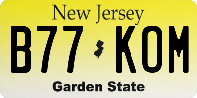 NJ license plate B77KOM
