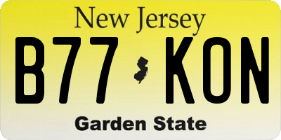 NJ license plate B77KON