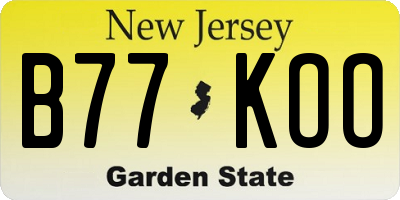 NJ license plate B77KOO