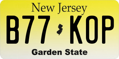 NJ license plate B77KOP