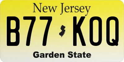 NJ license plate B77KOQ