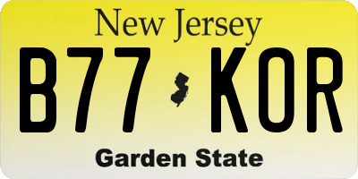 NJ license plate B77KOR