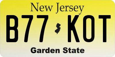 NJ license plate B77KOT