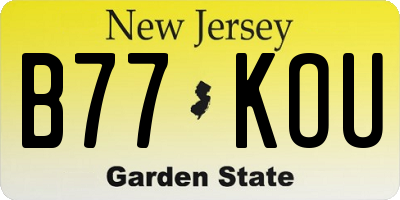 NJ license plate B77KOU