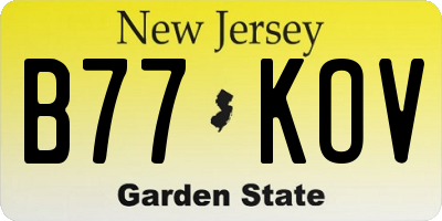 NJ license plate B77KOV