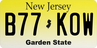 NJ license plate B77KOW