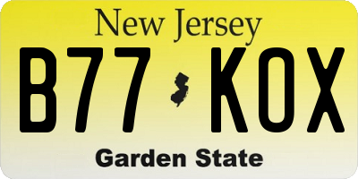 NJ license plate B77KOX