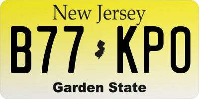 NJ license plate B77KPO
