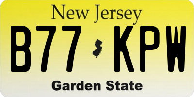 NJ license plate B77KPW