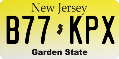 NJ license plate B77KPX