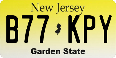 NJ license plate B77KPY
