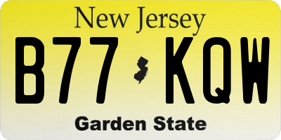 NJ license plate B77KQW