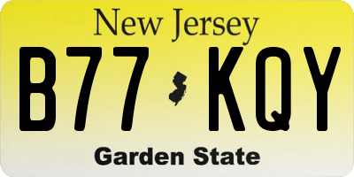 NJ license plate B77KQY