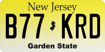 NJ license plate B77KRD