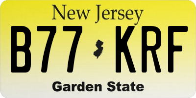 NJ license plate B77KRF
