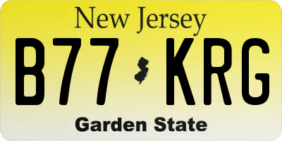 NJ license plate B77KRG