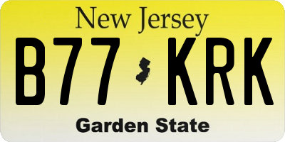 NJ license plate B77KRK