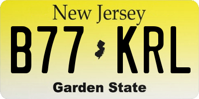 NJ license plate B77KRL