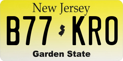 NJ license plate B77KRO