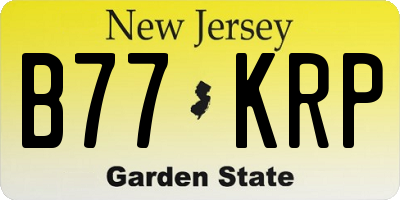 NJ license plate B77KRP
