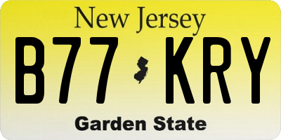 NJ license plate B77KRY