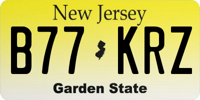 NJ license plate B77KRZ