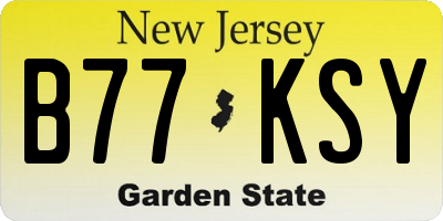 NJ license plate B77KSY