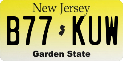 NJ license plate B77KUW