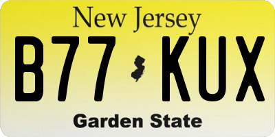 NJ license plate B77KUX