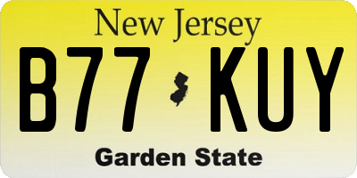 NJ license plate B77KUY