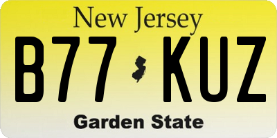 NJ license plate B77KUZ