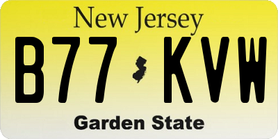 NJ license plate B77KVW