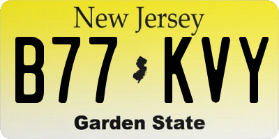 NJ license plate B77KVY