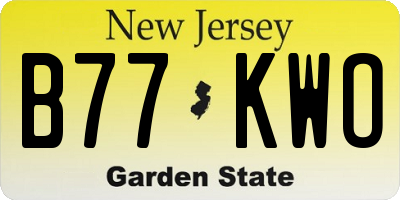 NJ license plate B77KWO