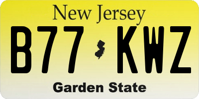 NJ license plate B77KWZ