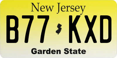 NJ license plate B77KXD