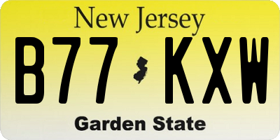 NJ license plate B77KXW