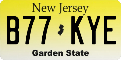 NJ license plate B77KYE