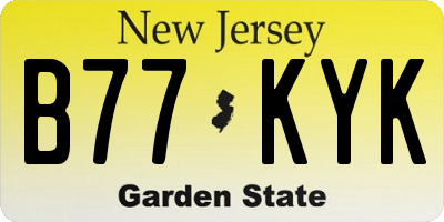 NJ license plate B77KYK