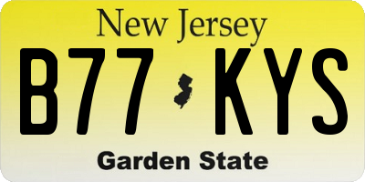 NJ license plate B77KYS