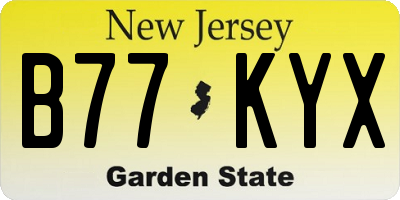 NJ license plate B77KYX