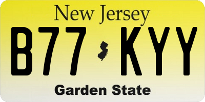 NJ license plate B77KYY