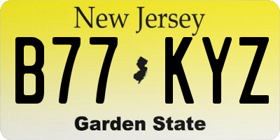 NJ license plate B77KYZ