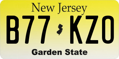 NJ license plate B77KZO
