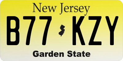NJ license plate B77KZY