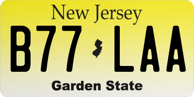NJ license plate B77LAA