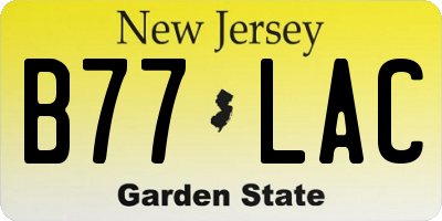 NJ license plate B77LAC
