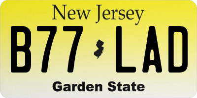 NJ license plate B77LAD