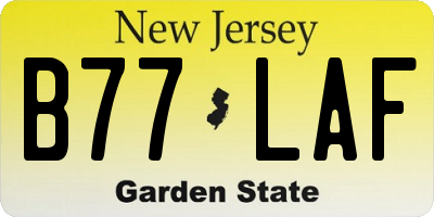 NJ license plate B77LAF