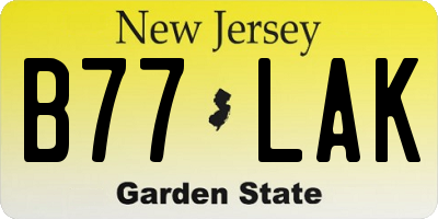 NJ license plate B77LAK